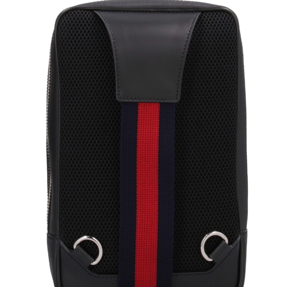 Gucci Black Monogram Crossbody Bag with Red and Blue Strap - Picture 5 of 13